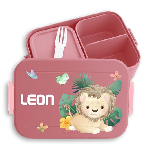 Kinder Bento Box Midi Lunchbox für Mepal Bentobox - Löwen - Süßer Löwe König der Tiere Leo Lion - 900 ml - Rosa - brotdose kindergarten brotzeitbox mädchen kita tiger kinderbrotdosen von Geschenk mit Namen personalisiert by Shirtracer