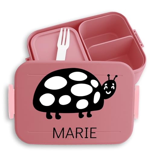 Kinder Bento Box Midi Lunchbox für Mepal Bentobox - Marienkäfer Käfer - 900 ml - Rosa - brotdose kind von Geschenk mit Namen personalisiert by Shirtracer