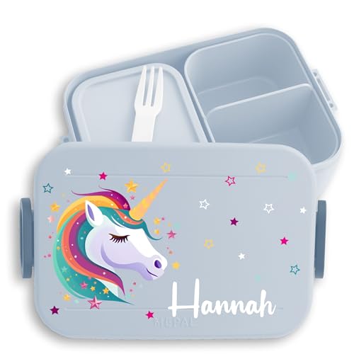 Kinder Bento Box Midi Lunchbox für Mepal Bentobox - Einhörner - Einhorn Unicorn Fabelwesen - 900 ml - Hellblau - schulanfang mädchen personalisierte brotboxen einhörnern brotdose Kinder Bento Box Midi Lunchbox für Mepal Bentobox - Einhörner - Einhorn Unicorn Fabelwesen - 900 ml - Hellblau - schulanfang mädchen personalisierte brotboxen einhörnern brotdose von Geschenk mit Namen personalisiert by Shirtracer