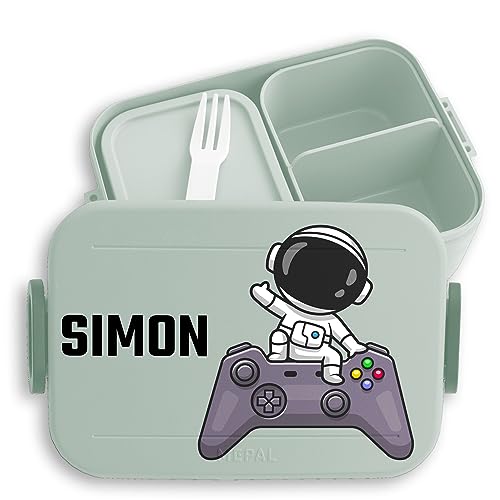 Kinder Bento Box Midi Lunchbox für Mepal Bentobox - Gaming - Astro Controller Gamepad Zocken Gamer - 900 ml - Sage Grün - lunch-box game brotdose personalierte zocker computerfreak computerfreaks von Geschenk mit Namen personalisiert by Shirtracer