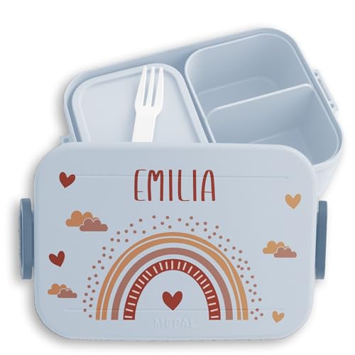 Kinder Bento Box Midi Lunchbox für Mepal Bentobox - Rainbow Brotdose Regenbogen I Farbenbogen - 900 ml - Hellblau - schulkind vesperbox mädchen schule personalisierte geschenke kind brotbox von Geschenk mit Namen personalisiert by Shirtracer