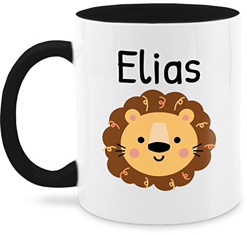 Tasse Tassen 325ml - Löwen - Süßer Löwe - Kindergarten Kita - 325 ml - Schwarz - name leo löwenmähne kinder wunschtext und tieren bruder kindergartentag löwentasse löwenmotiv von Geschenk mit Namen personalisiert by Shirtracer