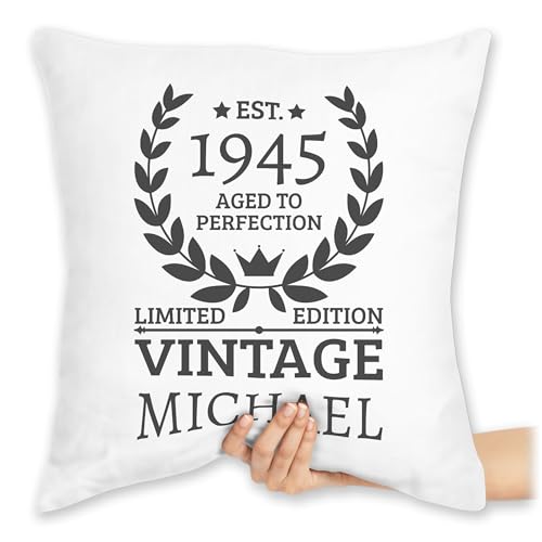 Kissen 40x40 Zierkissen - 80. Geburtstag - Est.1945 Aged to Perfection - Limited Edition - Vintage mit Name - 40 x 40 cm - Weiß - 80 1943 achtzigster 1944 80.Geburtstag Geschenke zum Jahre Kissen 40x40 Zierkissen - 80. Geburtstag - Est.1945 Aged to Perfection - Limited Edition - Vintage mit Name - 40 x 40 cm - Weiß - 80 1943 achtzigster 1944 80.Geburtstag Geschenke zum Jahre von Geschenk mit Namen personalisiert by Shirtracer