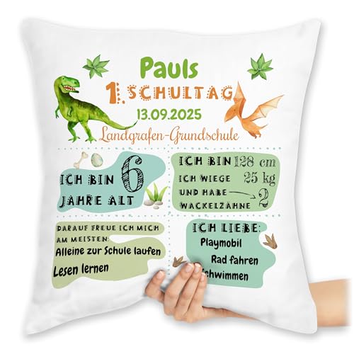 Kissen 40x40 Zierkissen - Dino Einschulung mit Daten - 40 x 40 cm - Weiß - Schulanfang Schule Schulkind schulanfänger 1. Schultag schul 1.Schultag schulkinder einschulungs schuleinführung Kissen 40x40 Zierkissen - Dino Einschulung mit Daten - 40 x 40 cm - Weiß - Schulanfang Schule Schulkind schulanfänger 1. Schultag schul 1.Schultag schulkinder einschulungs schuleinführung von Geschenk mit Namen personalisiert by Shirtracer