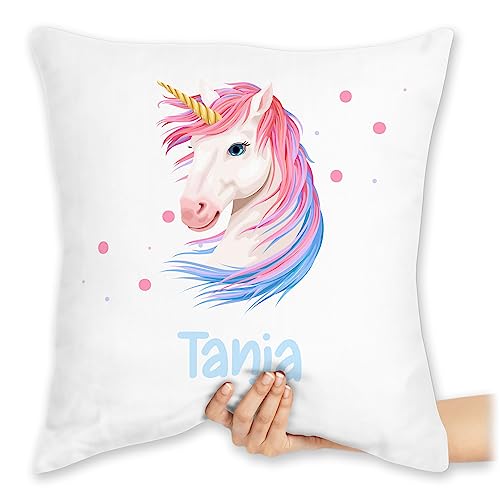 Kissen 40x40 Zierkissen - Einhorn Unicorn - 40 x 40 cm - Weiß - kuschelkissen einhörner mädchen Unicorns Einhorn+Kissen einhörnern Name und personalisierte Geschenke Sachen eigenem einem von Geschenk mit Namen personalisiert by Shirtracer