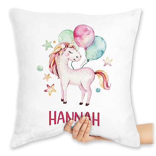 Kissen 40x40 Zierkissen - Einhorn Unicorn Einhörner - 40 x 40 cm - Weiß - kuschelkissen Unicorns mädchen einhörnern Einhorn+Kissen Name und personalisierte Geschenke Sachen eigenem einem von Geschenk mit Namen personalisiert by Shirtracer