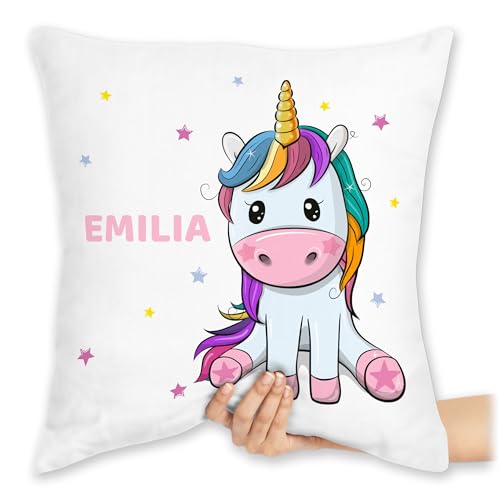 Kissen 40x40 Zierkissen - Einhorn Unicorn - 40 x 40 cm - Weiß - kuschelkissen einhörner mädchen Unicorns Einhorn+Kissen einhörnern Name und personalisierte Geschenke Sachen eigenem einem von Geschenk mit Namen personalisiert by Shirtracer