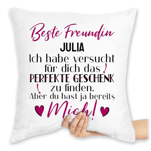 Kissen 40x40 Zierkissen - Beste Freundin Personalisierte Geschenke Namen Freundschaft Freundinnen Weihnachten - 40 x 40 cm - Weiß - freundschafts freundschaftskissen Partner von Geschenk mit Namen personalisiert by Shirtracer