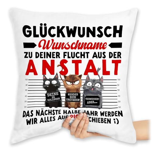 Kissen 40x40 Zierkissen - Glückwunsch zu deiner Flucht aus der Anstalt Abschiedsgeschenk Kollegen | Abschiedsgeschenke für Kollege Geschenk zur Verabschiedung Kollegin - 40 x 40 cm - Weiß Kissen 40x40 Zierkissen - Glückwunsch zu deiner Flucht aus der Anstalt Abschiedsgeschenk Kollegen | Abschiedsgeschenke für Kollege Geschenk zur Verabschiedung Kollegin - 40 x 40 cm - Weiß von Geschenk mit Namen personalisiert by Shirtracer