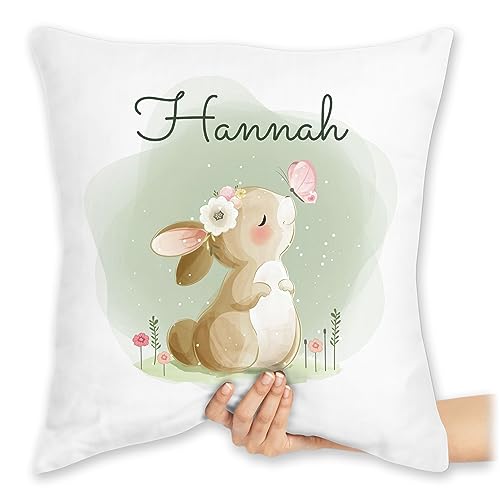 Kissen 40x40 Zierkissen - Süßer Hase Bunny Rabbit Hasen Kaninchen - 40 x 40 cm - Weiß - hasenmotiv ostern osterhasen osterhase oster osterngeschenke waldtiere häschen langohr hasenliebhaber name von Geschenk mit Namen personalisiert by Shirtracer