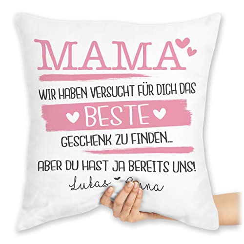 Kissen 40x40 Zierkissen - Mama wir haben versucht Finden I Geschenk Mutter - 40 x 40 cm - Weiß - Mutti mom personalisierte Geschenke von Geschenk mit Namen personalisiert by Shirtracer