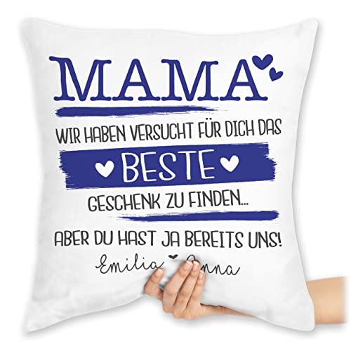 Kissen 40x40 Zierkissen - Mama wir haben versucht Finden I Geschenk für Mutter - 40 x 40 cm - Weiß - mom Mutti Mami muddi muttertags muttertagsgeschenk Mommy Mamas von Geschenk mit Namen personalisiert by Shirtracer