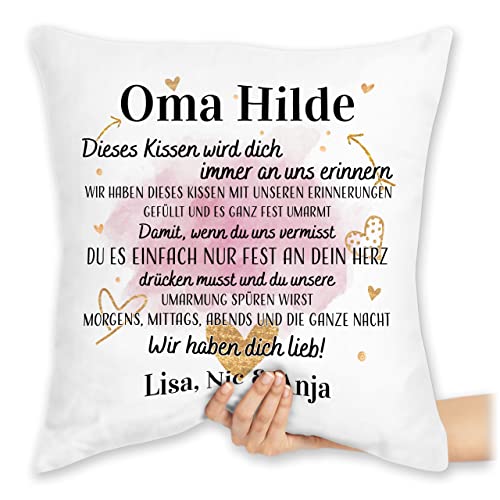 Kissen 40x40 Zierkissen - Großmutter - Geschenk für Oma Weihnachten Geschenkideen Omi - 40 x 40 cm - Weiß - Grandma Omas omis Grandmas oma. personalisierte Geschenke frischgebackene Geburtstag von Geschenk mit Namen personalisiert by Shirtracer