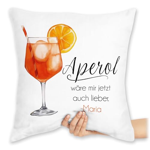 Kissen 40x40 Zierkissen - Statement - Geschenk Aperol wäre Mir jetzt auch Lieber I Alkohol Geschenkidee Aperol Spritz Geschenk mit Name - 40 x 40 cm - Weiß - 40/40 Glas sitzkissen aperolgläser von Geschenk mit Namen personalisiert by Shirtracer