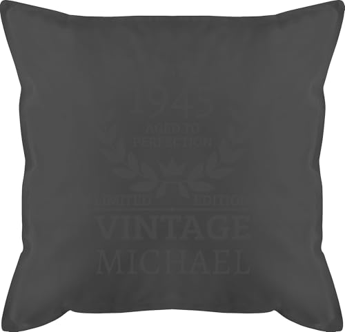 Kissen 50x50-80. Geburtstag - Est.1945 Aged to Perfection - Limited Edition - Vintage mit Name - 50 x 50 cm - Grau - Kissen+80+Geburtstag 80 1943 zum achtzigster 1944 personalisiertes von Geschenk mit Namen personalisiert by Shirtracer