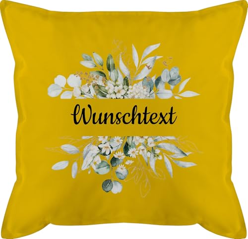 Kissen 50x50 - Aufdruck selbst gestalten - Wunschtext Text I eigener Text - 50 x 50 cm - Gelb - Bedrucken Lassen muttertagskissen personalisierte Blumen männerkissen Personalized Pillow 4 zeilen von Geschenk mit Namen personalisiert by Shirtracer
