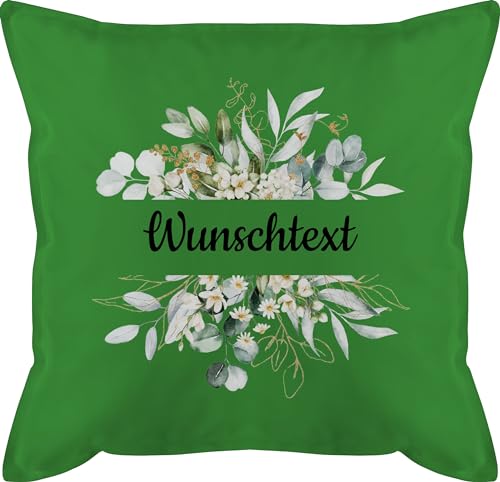 Kissen 50x50 - Aufdruck selbst gestalten - Wunschtext Text I eigener Text - 50 x 50 cm - Grün - Bedrucken Lassen muttertagskissen personalisierte Blumen männerkissen Personalized Pillow 4 zeilen von Geschenk mit Namen personalisiert by Shirtracer