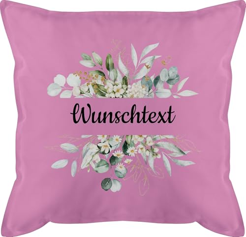 Kissen 50x50 - Aufdruck selbst gestalten - Wunschtext Text I eigener Text - 50 x 50 cm - Pink - Bedrucken Lassen muttertagskissen personalisierte Blumen männerkissen Personalized Pillow 4 zeilen von Geschenk mit Namen personalisiert by Shirtracer