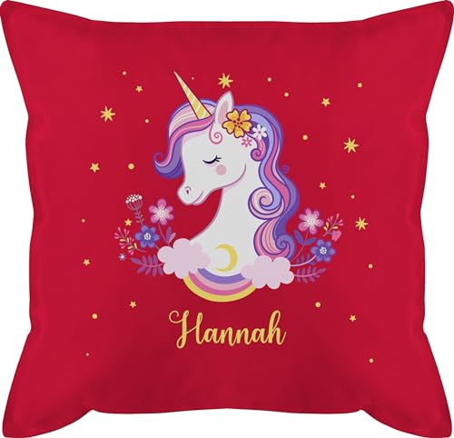 Kissen 50x50 - Einhorn Geschenk Einhörner I Unicorn - 50 x 50 cm - Rot - einhornkissen Unicorns turnsackerl mädchen kopfkissenbezug personalisierte einhörnern with Cushion personalisiertes von Geschenk mit Namen personalisiert by Shirtracer