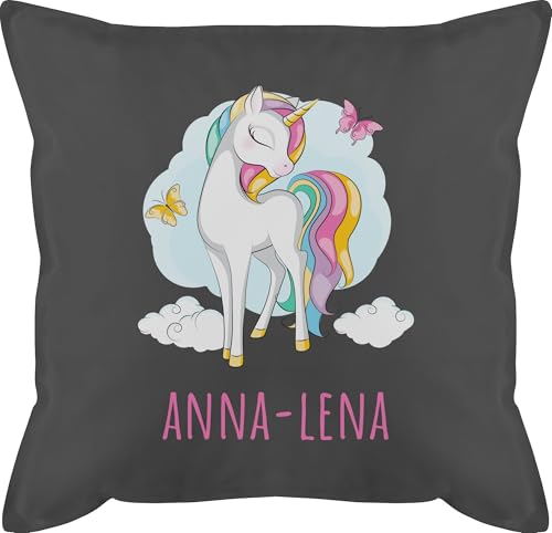 Kissen 50x50 - Einhorn mit Name personalisiert Geschenk Unicorn I Einhörner Kinder Geschenk - 50 x 50 cm - Grau - personalisierte Geschenke einhornkissen Unicorns personlisierte kopfkissen von Geschenk mit Namen personalisiert by Shirtracer