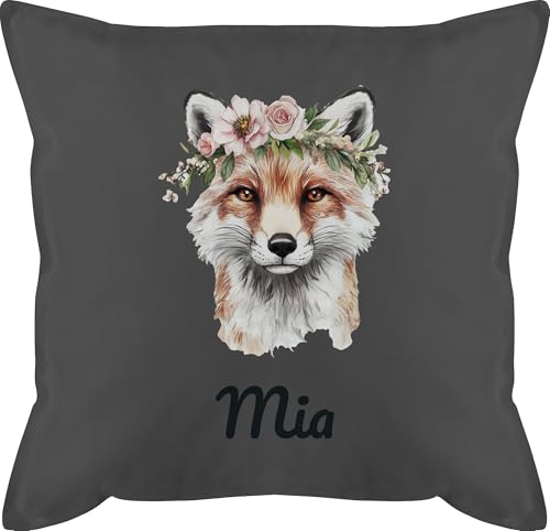 Kissen 50x50 - Fuchs - Fuchsmotiv | Geschenk für Fuchsliebhaber | Tierfreunde | Clever Fox - 50 x 50 cm - Grau - Name +mit+Fuchs sofakissen Personalisieren füchse füchsen füchslein Motiv Kinder von Geschenk mit Namen personalisiert by Shirtracer