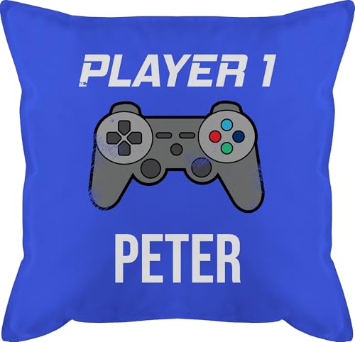 Kissen 50x50 - Gaming - Player 1 Controller Spieler Eins Zocker Gamer Daddeln Partner Partnerin Geschenk - 50 x 50 cm - Blau - für zocken kuschel Game Name Couch Sofa Kissen 50x50 - Gaming - Player 1 Controller Spieler Eins Zocker Gamer Daddeln Partner Partnerin Geschenk - 50 x 50 cm - Blau - für zocken kuschel Game Name Couch Sofa von Geschenk mit Namen personalisiert by Shirtracer