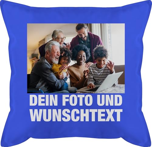 Kissen 50x50 - Geschenk mit Bild I eigenem Foto I Name I eigener Text I Wunschtext - 50 x 50 cm - Blau - Bedrucken fotokissen selbst gestalten personalisiertes Logo kopfkissen selbstgestalten von Geschenk mit Namen personalisiert by Shirtracer