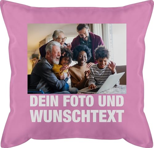 Kissen 50x50 - Geschenk mit Bild I eigenem Foto I Name I eigener Text I Wunschtext - 50 x 50 cm - Pink - Bedrucken fotokissen selbst gestalten personalisiertes Logo kopfkissen selbstgestalten von Geschenk mit Namen personalisiert by Shirtracer