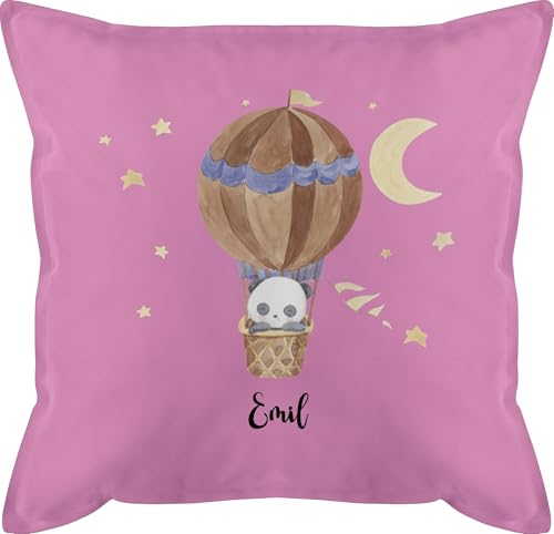 Kissen 50x50 - Kinder - Süßer Panda im Heißluftballon mit Name - 50 x 50 cm - Pink - Weihnachten personalisierte bezug Kind von Geschenk mit Namen personalisiert by Shirtracer