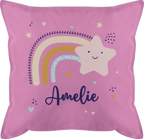 Kissen 50x50 - Regenbogen Sternschnuppe Stern - 50 x 50 cm - Pink - sitzpolster Rainbow Star Name personalisierte Sternen rot und sternschnuppen personalisiertes von Geschenk mit Namen personalisiert by Shirtracer