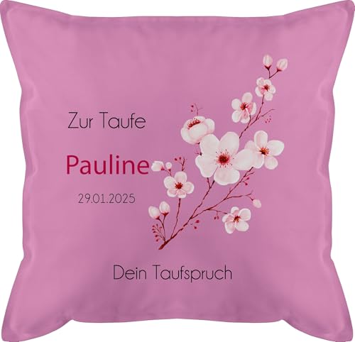Kissen 50x50 - Zur Taufe mit individuellen Taufspruch | Taufe Geschenke | Geschenk zur Taufe - 50 x 50 cm - Pink - individuell mädchen personalisierte taufgeschenke konfirmation Taufe￼ sprüchen von Geschenk mit Namen personalisiert by Shirtracer