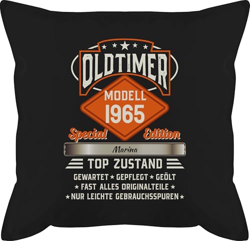 Kissen 50x50-60. Geburtstag - Oldtimer Special Vintage 1965 mit Name - 50 x 50 cm - Schwarz - 60.TER Mann beschriften 60.Geburtstag 60 1964 schmusekissen sechzigster 1962 männerkissen 60ter 1963 von Geschenk mit Namen personalisiert by Shirtracer