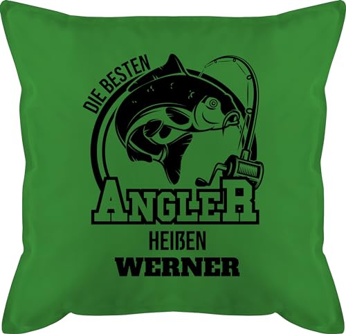 Kissen 50x50 - Angeln - Angler Geschenk - 50 x 50 cm - Grün - Angel angelzubehör Name fischen Fisch Geschenke Geschenk+für+Angler Sachen personalisierte von Geschenk mit Namen personalisiert by Shirtracer