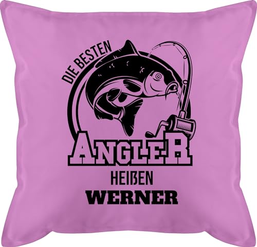 Kissen 50x50 - Angeln - Angler Geschenk - 50 x 50 cm - Pink - Angel angelzubehör Name fischen Fisch Geschenke Geschenk+für+Angler Sachen personalisierte von Geschenk mit Namen personalisiert by Shirtracer