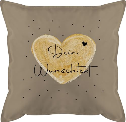 Kissen 50x50 - Aufdruck selbst gestalten - Dein Wunschtext - 50 x 50 cm - Beige - personalisiertes Heart männerkissen Couple Pillow personalisierte Geschenke Name Partner kopfkissen partnerkisen von Geschenk mit Namen personalisiert by Shirtracer