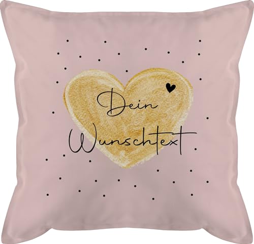 Kissen 50x50 - Aufdruck selbst gestalten - Dein Wunschtext - 50 x 50 cm - Hellrosa - und Name Partner kissenhülle partnerkissn personalisierte Geschenke Bedrucken Freundin bezug partnerpillow von Geschenk mit Namen personalisiert by Shirtracer