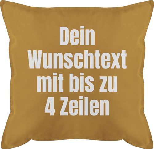 Kissen 50x50 - Aufdruck selbst gestalten - Wunschtext - 50 x 50 cm - Gelb - Schrift eigener Text füllung selber Personalisieren Bedrucken drucken Lassen zum selbstgestalten fuellung Schriftzug von Geschenk mit Namen personalisiert by Shirtracer