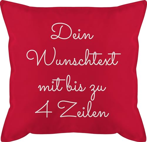 Kissen 50x50 - Aufdruck selbst gestalten - Wunschtext - 50 x 50 cm - Rot - selber Bedrucken Schrift Text Name Custom personalisiertem Druck zum Personalisieren fuellung drucken Lassen individuellem von Geschenk mit Namen personalisiert by Shirtracer