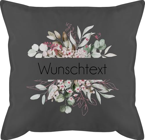 Kissen 50x50 - Aufdruck selbst gestalten - Wunschtext - 50 x 50 cm - Grau - füllung Text personalisiertes Flowers personalisierte Geschenke Name Muttertag Schriftzug Bedrucken Aesthetic zum selber von Geschenk mit Namen personalisiert by Shirtracer