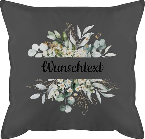 Kissen 50x50 - Aufdruck selbst gestalten - Wunschtext Text I eigener Text - 50 x 50 cm - Grau - Bedrucken Lassen muttertagskissen personalisierte Blumen männerkissen Personalized Pillow 4 zeilen von Geschenk mit Namen personalisiert by Shirtracer