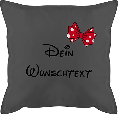 Kissen 50x50 - Aufdruck selbst gestalten - Wunschtext Schleife - 50 x 50 cm - Grau - Bedrucken Lassen personalisiertes Beste Freundin füllung Text Name personalisierte Schriftzug beschriften von Geschenk mit Namen personalisiert by Shirtracer