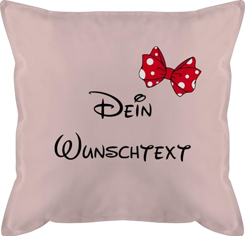 Kissen 50x50 - Aufdruck selbst gestalten - Wunschtext Schleife - 50 x 50 cm - Hellrosa - eigener Text selber Bedrucken Custom Schrift Druck für Eltern Personalisieren Name drucken Lassen von Geschenk mit Namen personalisiert by Shirtracer