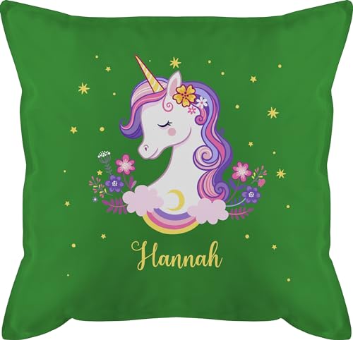 Kissen 50x50 - Einhorn Unicorn - 50 x 50 cm - Grün - und Name mädchen Motiv Sachen personalisierung personalisierte Geschenke personalisiertes einem einhörner Einschulung Kissenbezug Unicorns von Geschenk mit Namen personalisiert by Shirtracer