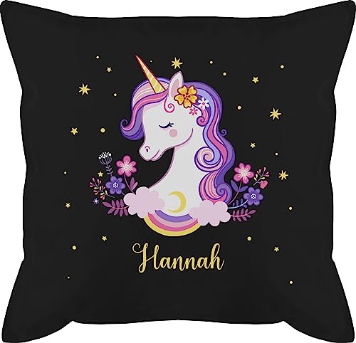 Kissen 50x50 - Einhorn Unicorn - 50 x 50 cm - Schwarz - Name mädchen personalisierte und eigenem einem personalisiertes Motiv Sachen personalisierung Geschenke einhörnern turnsackerl Kissenbezug von Geschenk mit Namen personalisiert by Shirtracer