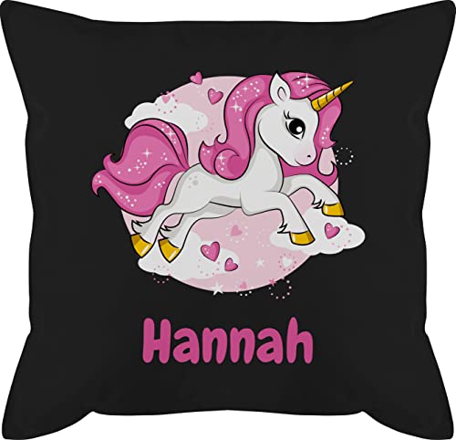 Kissen 50x50 - Einhorn Name - Unicorn Einhörner - 50 x 50 cm - Schwarz - personalisierte einhörnern personalisiertes Unicorns Motiv und mädchen Geschenke personalisierung eigenem Sachen einem von Geschenk mit Namen personalisiert by Shirtracer