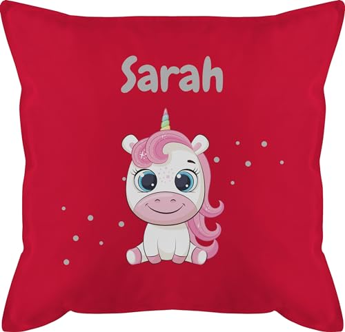 Kissen 50x50 - Süßes Einhorn Unicorn Fabelwesen - 50 x 50 cm - Rot - einhörner mädchen personalisierte Name personalisiertes und Motiv Geschenke Sachen einem personalisierung eigenem einhörnern von Geschenk mit Namen personalisiert by Shirtracer