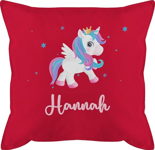 Kissen 50x50 - Unicorn Einhorn mit Namen - 50 x 50 cm - Rot - einhörnern kinderkissen personalisiertes Unicorns personalisierte eigenem und Motiv Name personalisierung mädchen Geschenke Sachen von Geschenk mit Namen personalisiert by Shirtracer