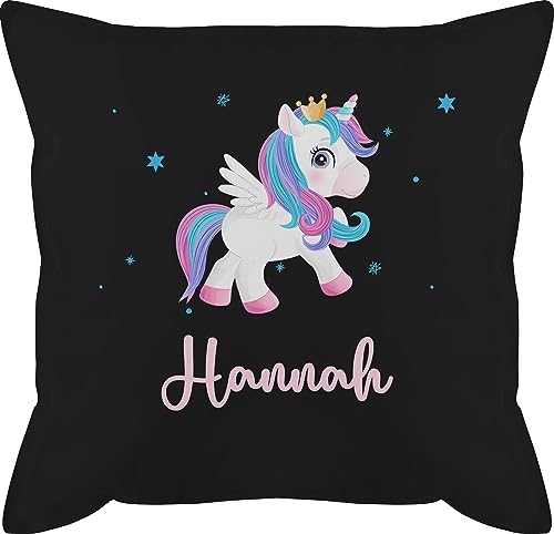 Kissen 50x50 - Unicorn Einhorn mit Namen - 50 x 50 cm - Schwarz - kinderkissen personalisierte einhörner personalisiertes Unicorns einhörnern Name mädchen und Geschenke Sachen eigenem einem Motiv von Geschenk mit Namen personalisiert by Shirtracer