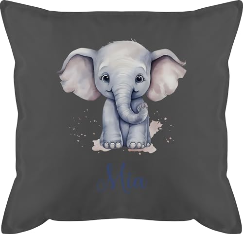 Kissen 50x50 - Zootiere - Elefant Dickhäuter Grauer Riese Rüsseltier - 50 x 50 cm - Grau - als elefantenmotiv personalisierte Kinder Elefanten personalisiertes Elephant und Geschenke Name von Geschenk mit Namen personalisiert by Shirtracer