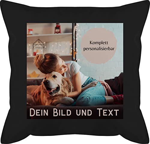 Kissen 50x50 - eigenem - Foto Bild Geschenk - 50 x 50 cm - Schwarz - fotokissen selber gestalten own Photo and Text sofakissen fotopolster Fotodruck personalisierte u Pillow selbst Freunde Name und von Geschenk mit Namen personalisiert by Shirtracer